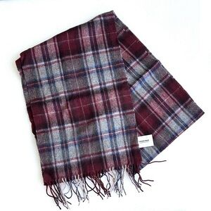 Quebramar Burgundy and Gray Checkered Men's Wool Scarf